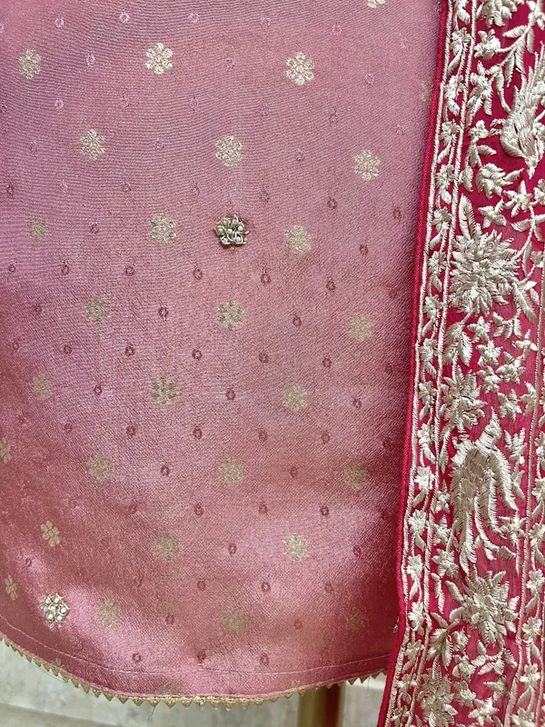 Tissue_Silk_Unstitched_Suit_Set_With_Parsi_Dupatta_Hot_Pink