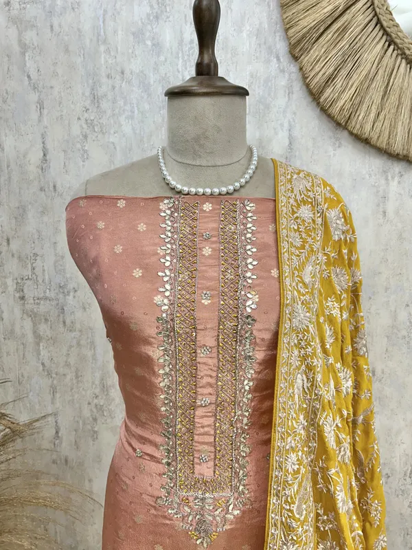 Tissue_Silk_Unstitched_Suit_Set_With_Parsi_Dupatta_Orange