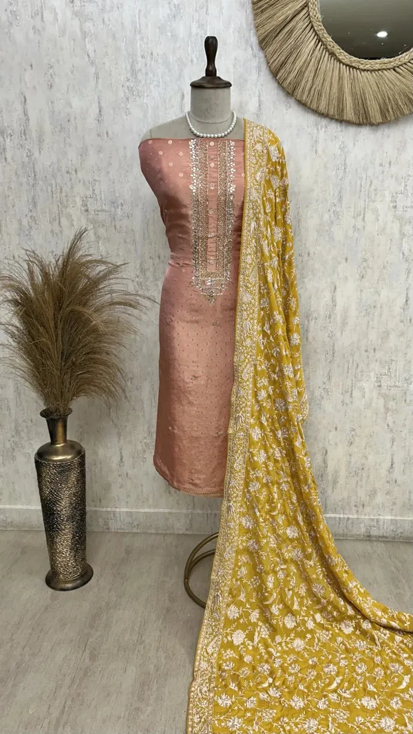 Tissue_Silk_Unstitched_Suit_Set_With_Parsi_Dupatta_Orange