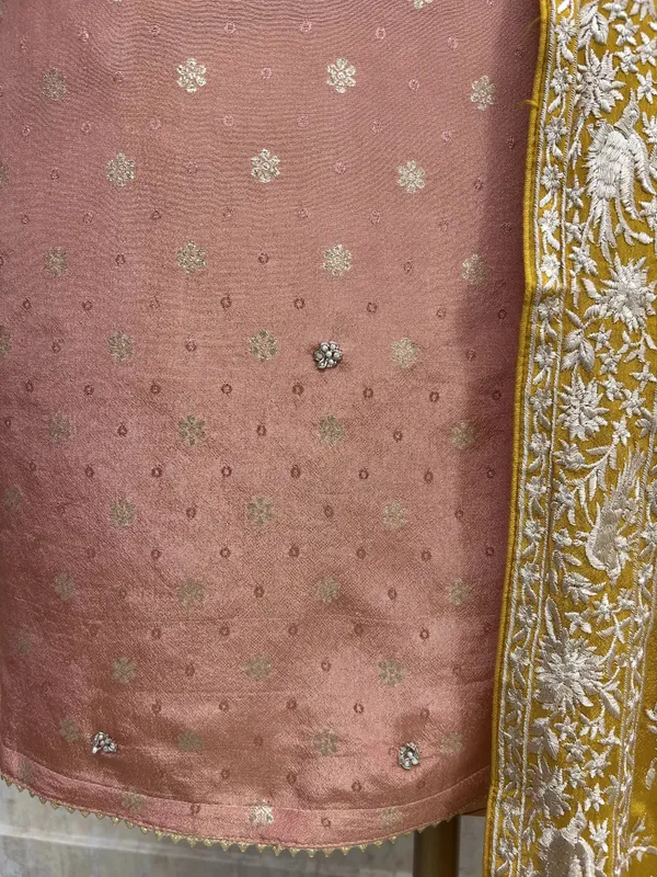 Tissue_Silk_Unstitched_Suit_Set_With_Parsi_Dupatta_Orange