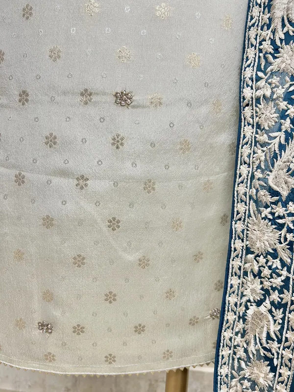 Tissue_Silk_Unstitched_Suit_Set_With_Contrast_Dupatta_Dark_Turqoise