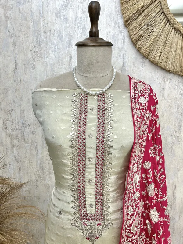 Tissue_Silk_Unstitched_Suit_Set_With_Contrast_Dupatta_Hot_Pink