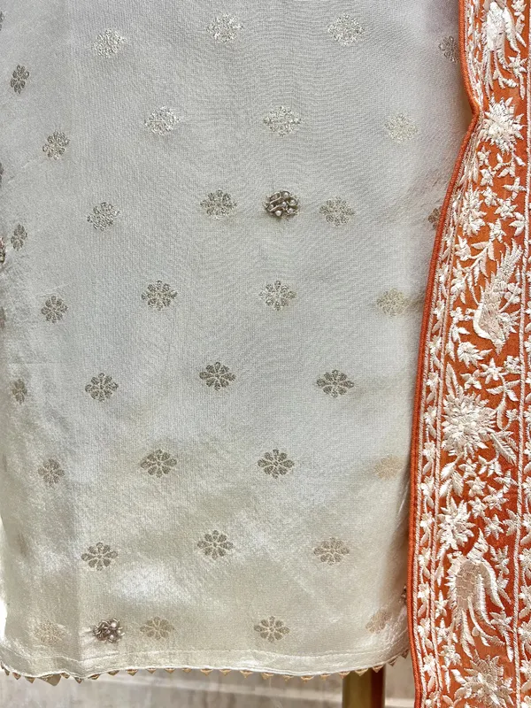 Tissue_Silk_Unstitched_Suit_Set_With_Contrast_Dupatta_Orange