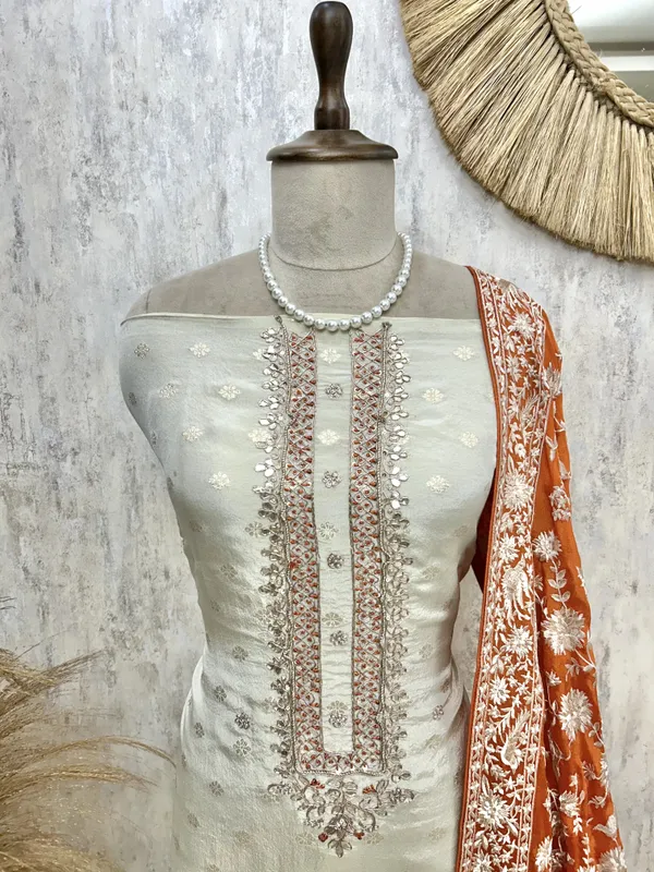 Tissue_Silk_Unstitched_Suit_Set_With_Contrast_Dupatta_Orange
