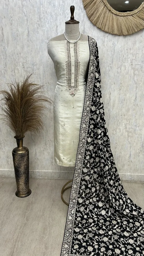 Tissue_Silk_Unstitched_Suit_Set_With_Contrast_Dupatta_Black