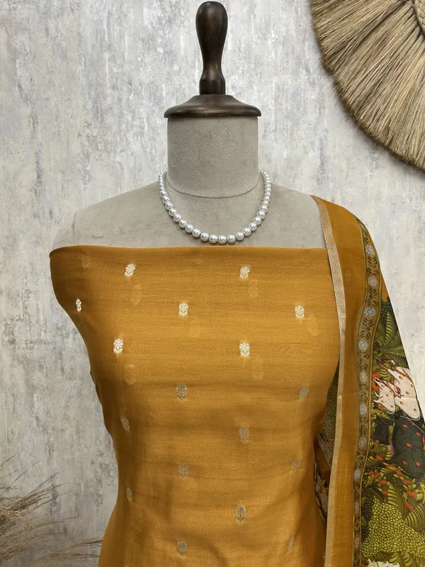 Chanderi_Unstitched_Suit_Set_With_Printed_Dupatta_Dark_Dark_Yellow