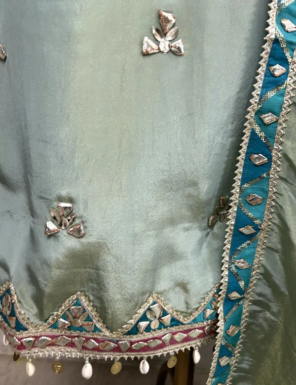 Gotta_Work_Tissue_Silk_Unstitched_Suit_Set_Metallic_Green