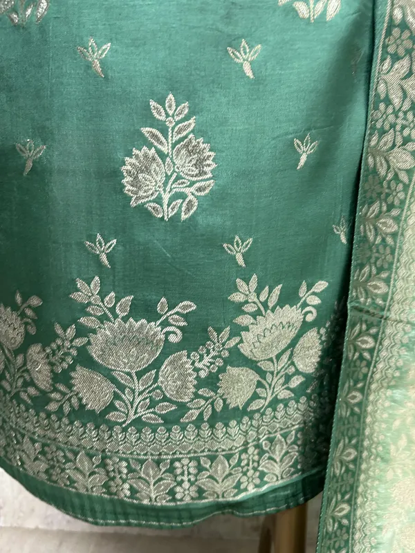Banarasi_Silk_Unstitched_Suit_Set_Fun_Green
