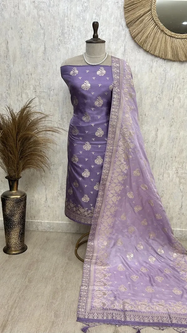 Banarasi_Silk_Unstitched_Suit_Set_Amathyst