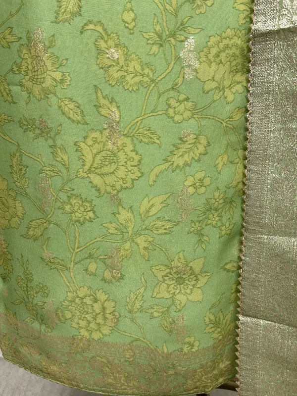 Zardozi_Neckline_Organza_Unstitched_Suit_Set_Green