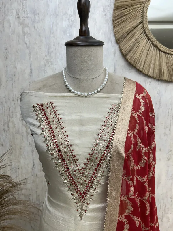 Zardozi_Work_Tissue_Silk_Unstitched_Suit_Set_Red