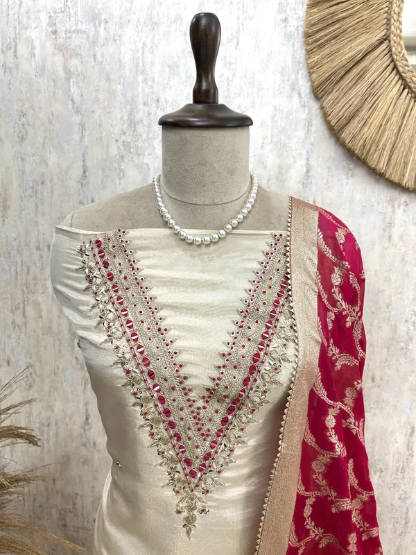 Zardozi_Work_Tissue_Silk_Unstitched_Suit_Set_Strawberry
