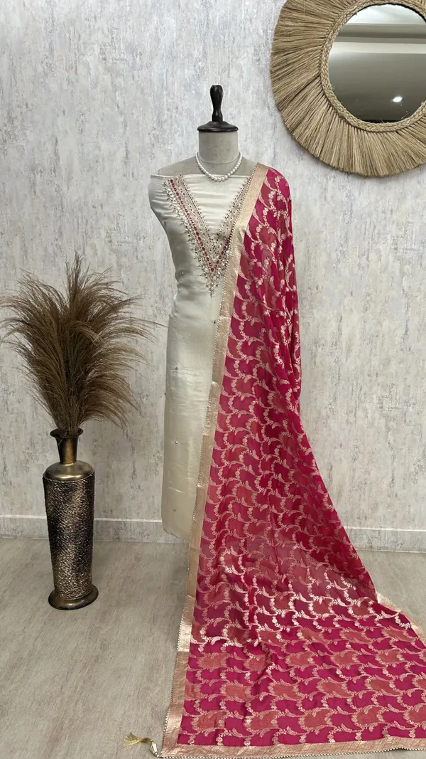 Zardozi_Work_Tissue_Silk_Unstitched_Suit_Set_Strawberry