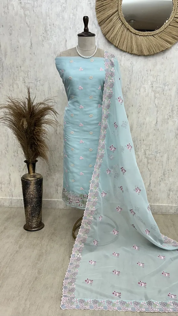 Organza_Unstitched_Suit_Set_With_Thread_Work_Flamingo_Motif_Blue