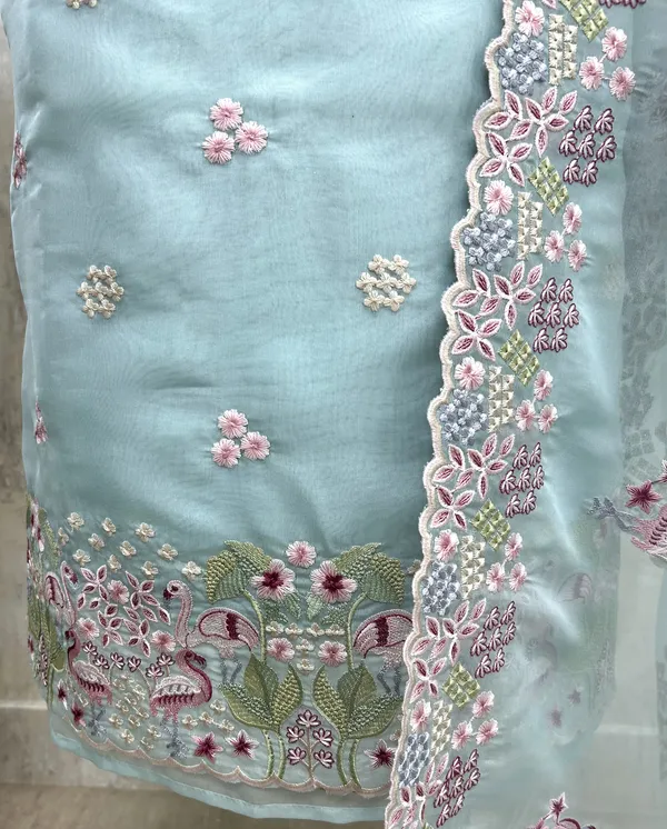 Organza_Unstitched_Suit_Set_With_Thread_Work_Flamingo_Motif_Blue