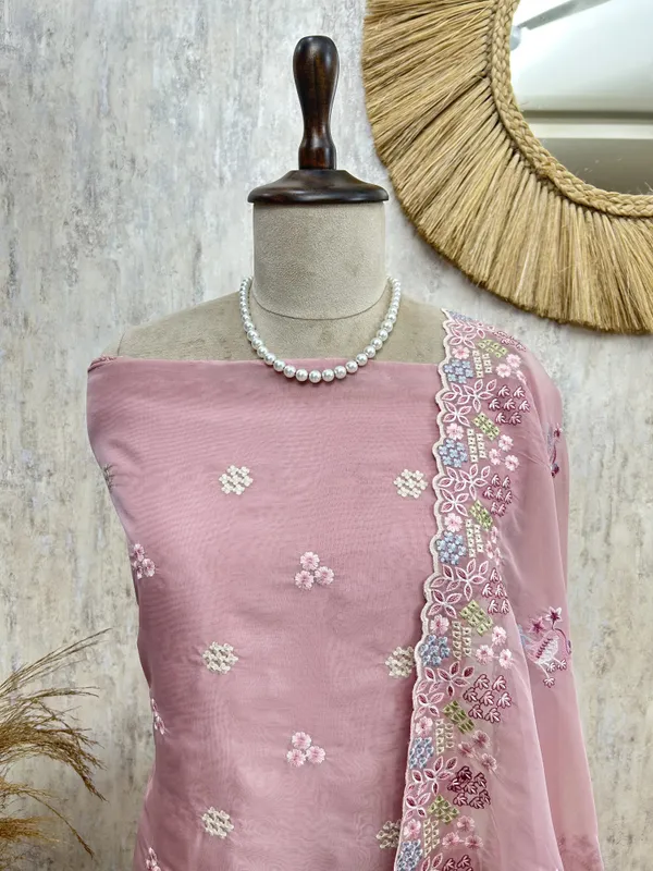 Organza_Unstitched_Suit_Set_With_Thread_Work_Flamingo_Motif_Pink