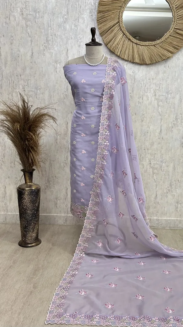 Organza_Unstitched_Suit_Set_With_Thread_Work_Flamingo_Motif_Purple