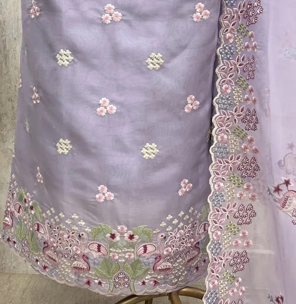 Organza_Unstitched_Suit_Set_With_Thread_Work_Flamingo_Motif_Purple