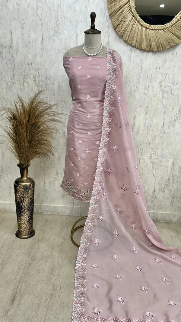 Organza_Unstitched_Suit_Set_With_Thread_Work_Flamingo_Motif_Dull_Pink