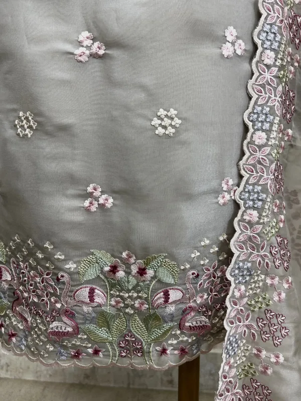 Organza_Unstitched_Suit_Set_With_Thread_Work_Flamingo_Motif_Gray_1