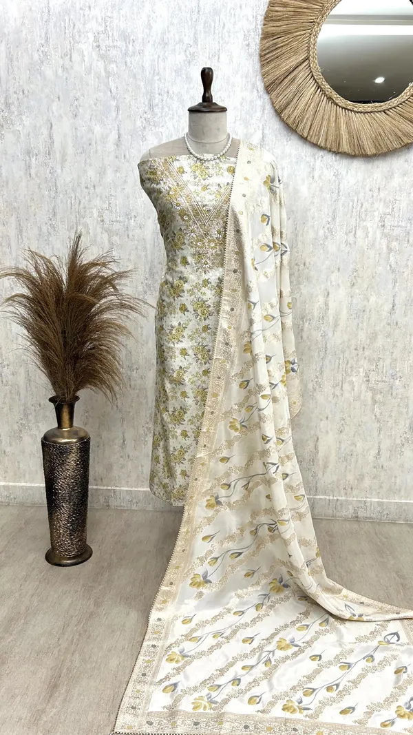 Pearl_Work_Neckline_Maheshwari_Unstitched_Suit_Set_Yellow