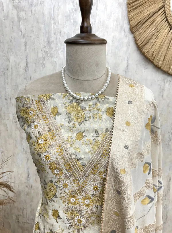 Pearl_Work_Neckline_Maheshwari_Unstitched_Suit_Set_Yellow