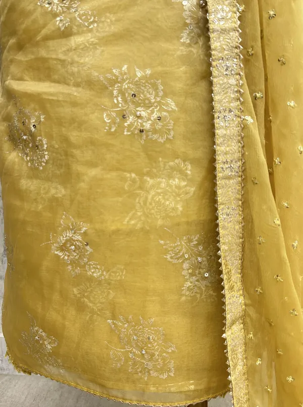 Zardozi_Work_Organza_Unstitched_Suit_Set_Yellow