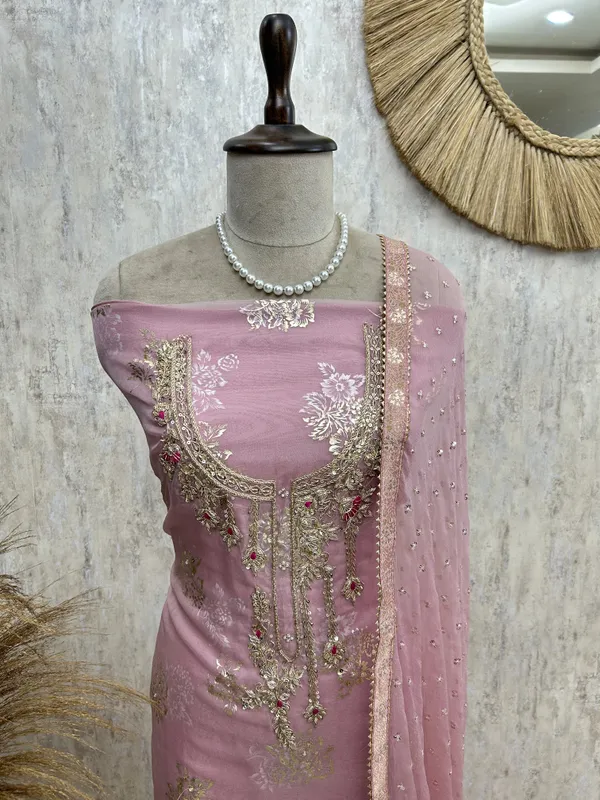 Zardozi_Work_Organza_Unstitched_Suit_Set_Pink