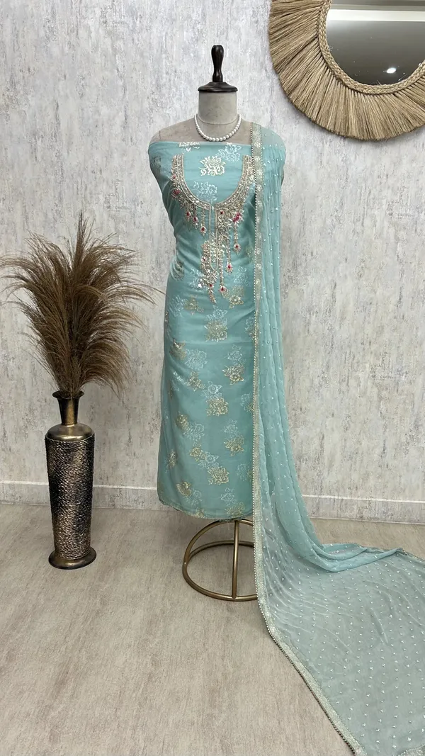 Zardozi_Work_Organza_Unstitched_Suit_Set_Dark_Turqoise
