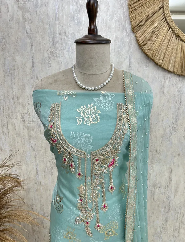 Zardozi_Work_Organza_Unstitched_Suit_Set_Dark_Turqoise