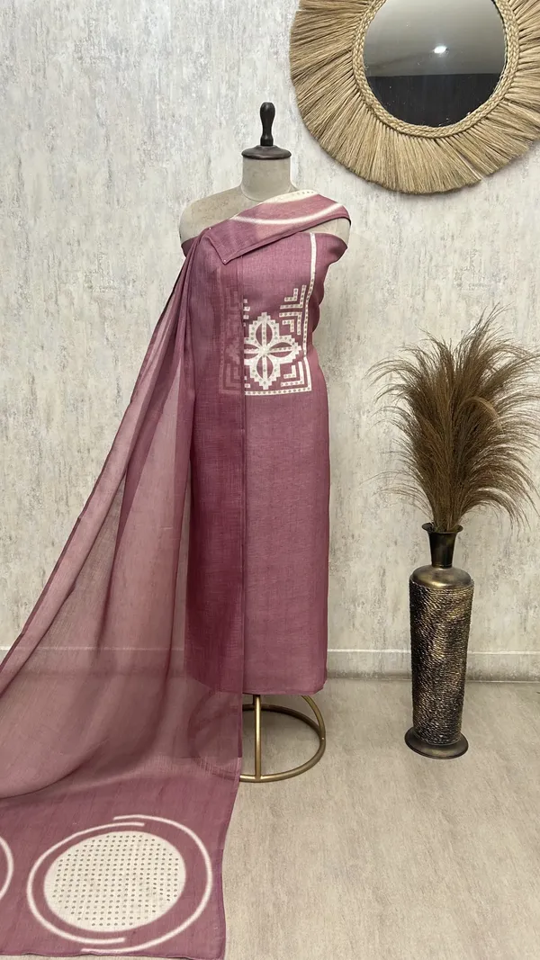 Golden_Beige_Elegance_Linen_Unstitched_Suit_Dark_Pink
