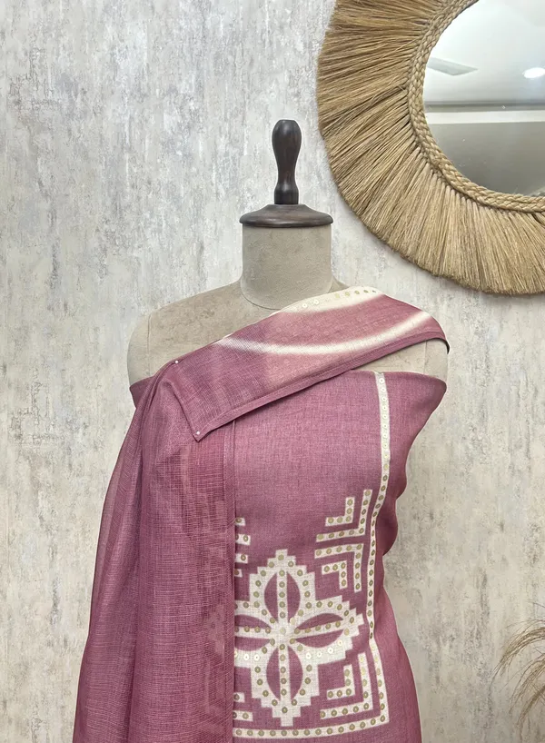 Golden_Beige_Elegance_Linen_Unstitched_Suit_Dark_Pink