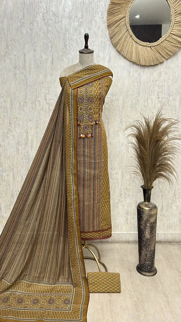 Ajrakh_Ethnic_Charm_Cotton_Unstitched_Suit_Dark_Yellow