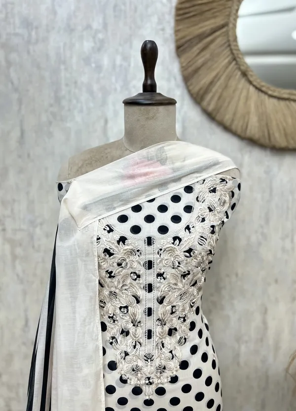 Floral_Polka_Mul_Chanderi_Unstitched_Suit_White