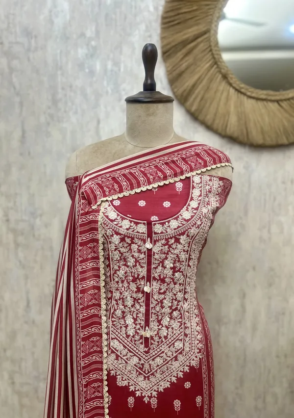 Golden_Grace_Muslin_Unstitched_Suit_Red