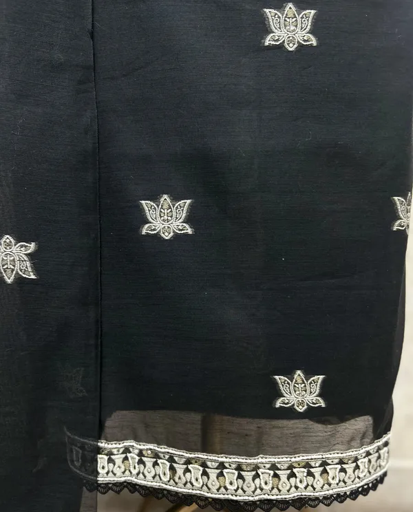 Fine_Cotton_Chanderi_Unstitched_Suit_With_Elephant_Motifs_Black