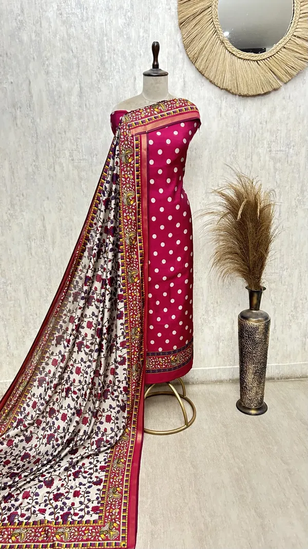 Maheshwari_Dot_Charm_Unstitched_Suits_Hot_Pink