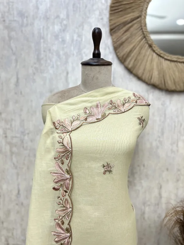 Blooming_Chanderi_Tale_Unstitched_Suit_Light_Lime_Yellow_Green