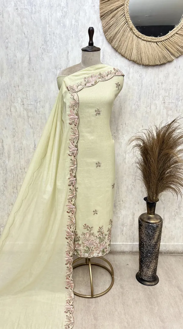 Blooming_Chanderi_Tale_Unstitched_Suit_Light_Lime_Yellow_Green