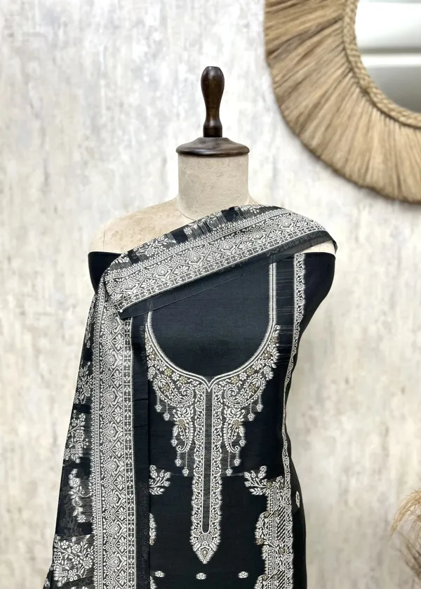 Jamdani_Heritage_Elegance_Unstitched_Suit_Black
