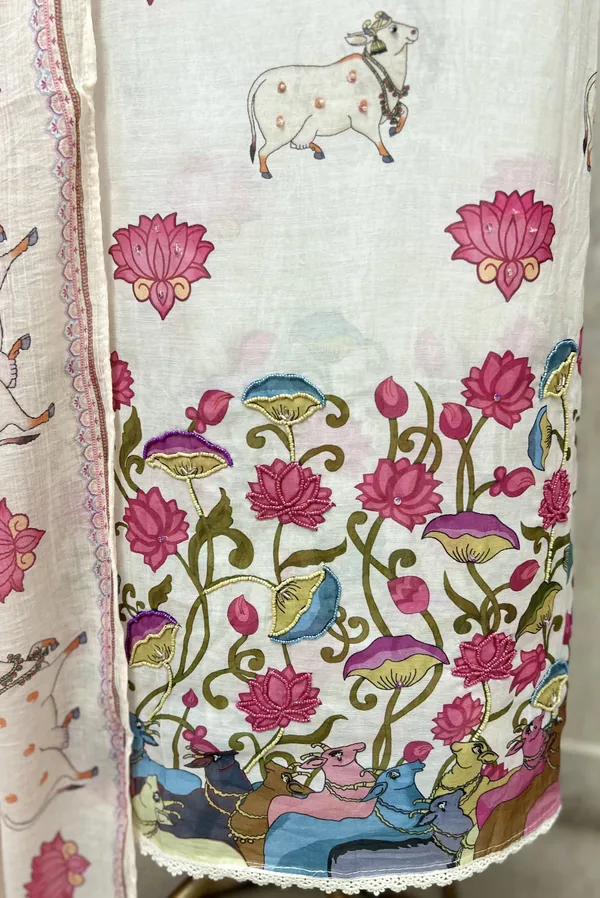 The_Pichwai_Lotus_Mul_Chanderi_Unstitched_Suit_White