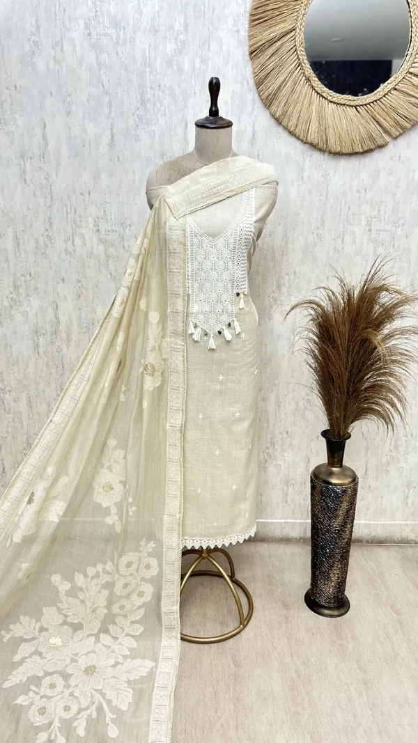 The_Tassel_Yoke_Jamdani_Linen_Unstitched_Suits_Off_White