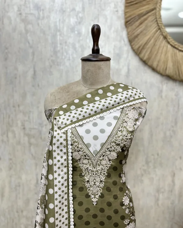 Polka_Dot_Allure_Muslin_Unstitched_Suits_Olive_Green