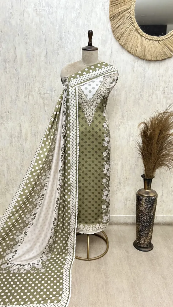 Polka_Dot_Allure_Muslin_Unstitched_Suits_Olive_Green