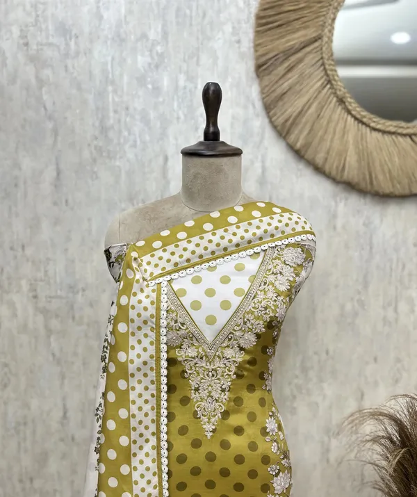 Polka_Dot_Allure_Muslin_Unstitched_Suits_Mustard_Yellow