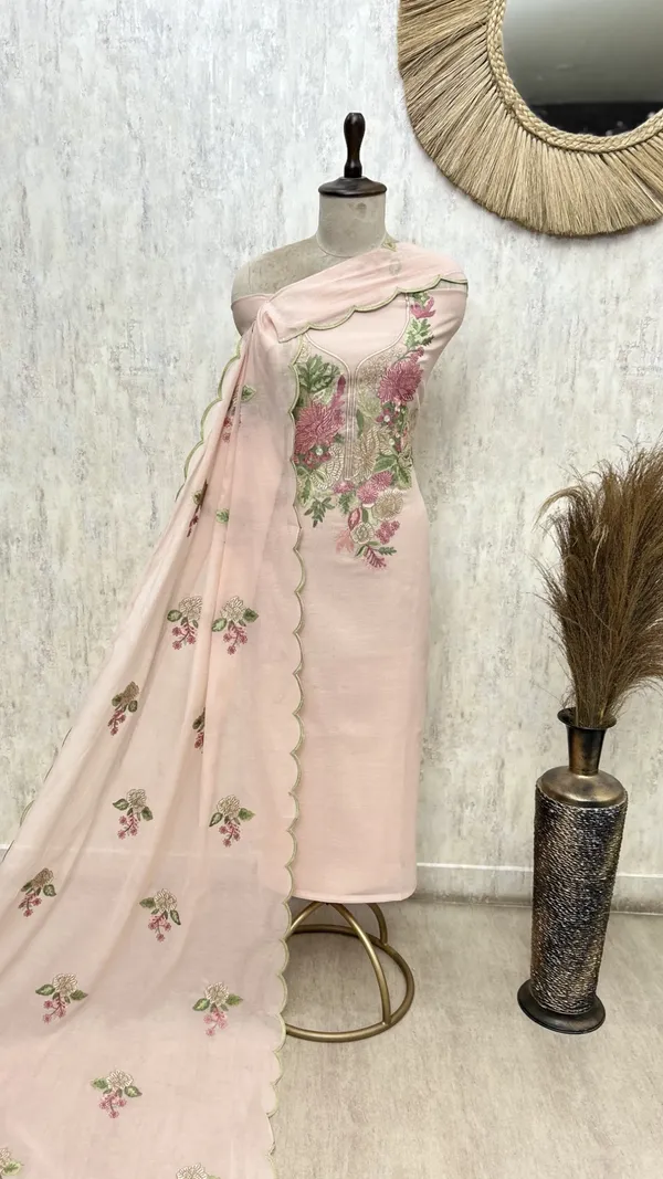 Blossom_Manuscript_Mul_Chanderi_Unstitched_Suits_Crayola_Peach