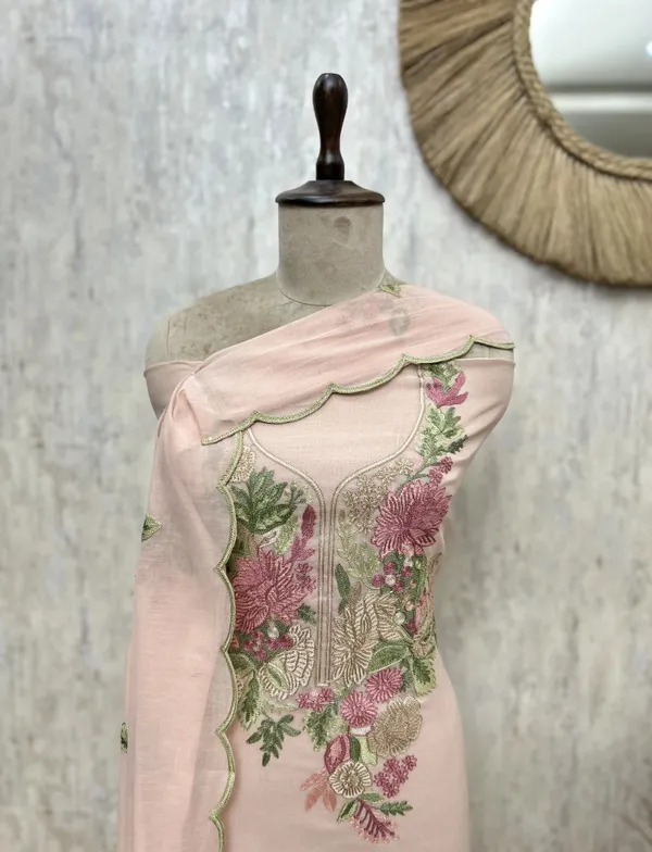 Blossom_Manuscript_Mul_Chanderi_Unstitched_Suits_Crayola_Peach