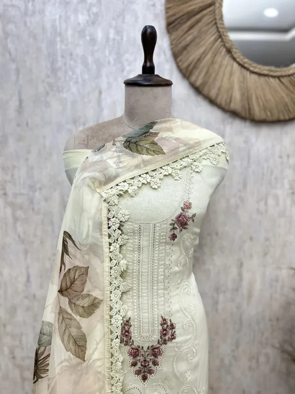 Lacebound_Garden_Organza_Unstitched_Suits_Light_Yellow