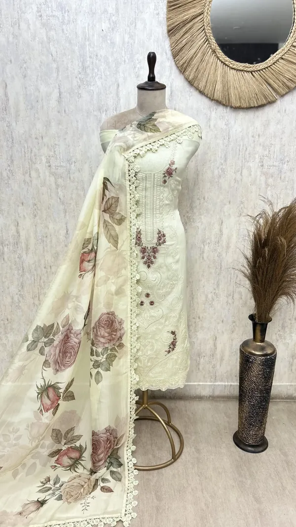 Lacebound_Garden_Organza_Unstitched_Suits_Light_Yellow