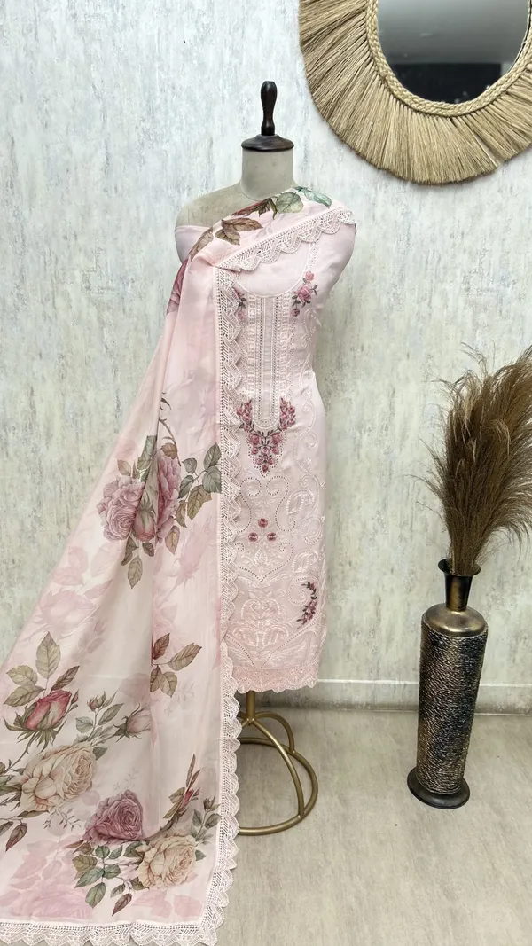 Lacebound_Garden_Organza_Unstitched_Suits_Light_Pink